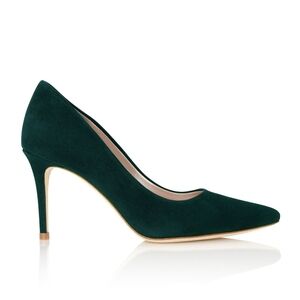 Suede green high heels